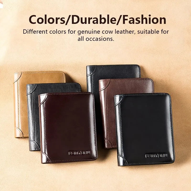 Elevate Your Style and Security with our RFID Blocking Genuine Leather Trifold Wallet for Men!