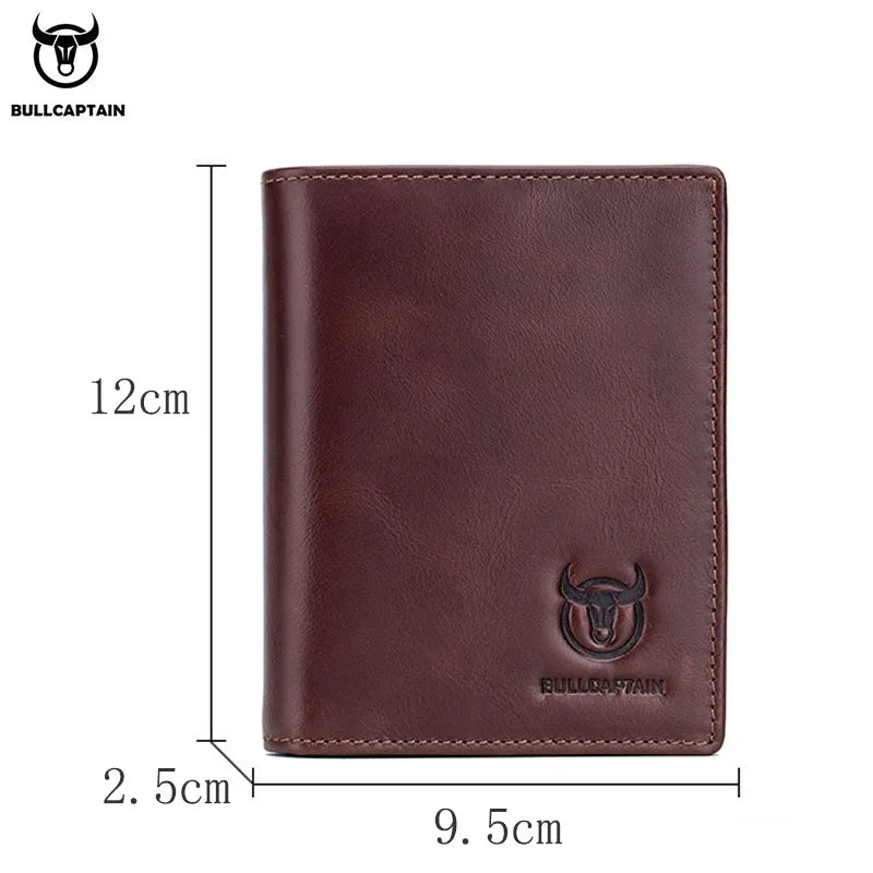 Stay Organized in Style with BULLCAPTAIN's Genuine Leather Bifold Wallet!